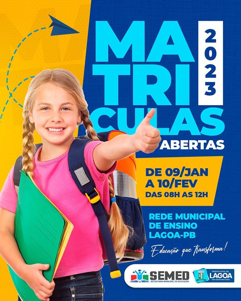 Prefeitura de Lagoa dá início às matrículas na Rede Municipal de Ensino
